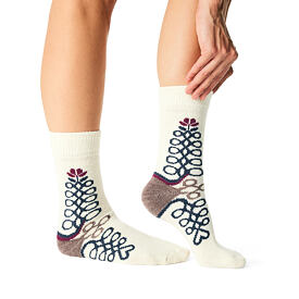 Merino Sheep Socks with a Folk Pattern Natural