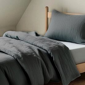 Muslin bed linen with zipper gray