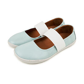 Leather barefoot ballerinas with elastic Dara, turquoise