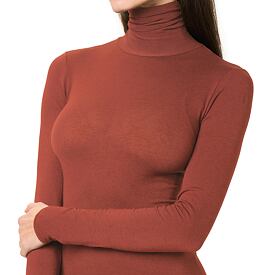 Women's roll-neck long-sleeve modal with cashmere, cinnamon