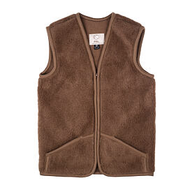 Merino wool gilet with camel hair, brown