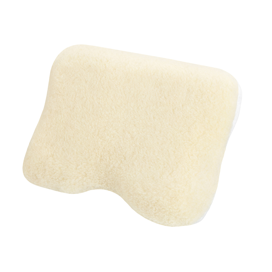 Reversible anti-snoring memory foam pillow with sheep wool and cooling side