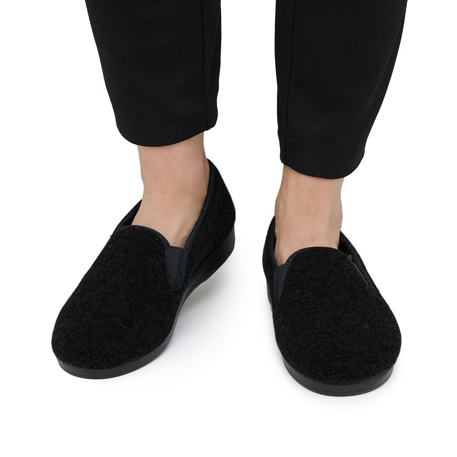 Wool Felt Slippers Dark Grey