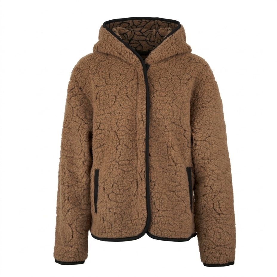 Merino wool hooded jacket brown