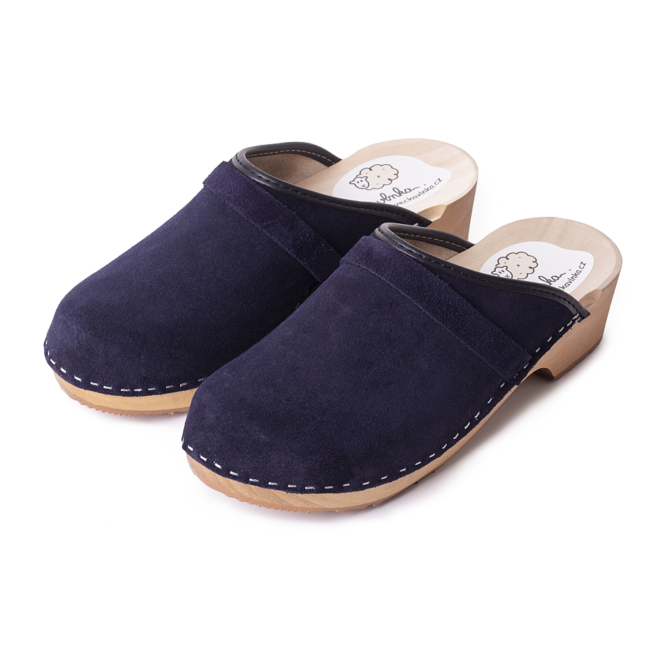 Men's Brushed Leather Anatomic Clogs - Blue