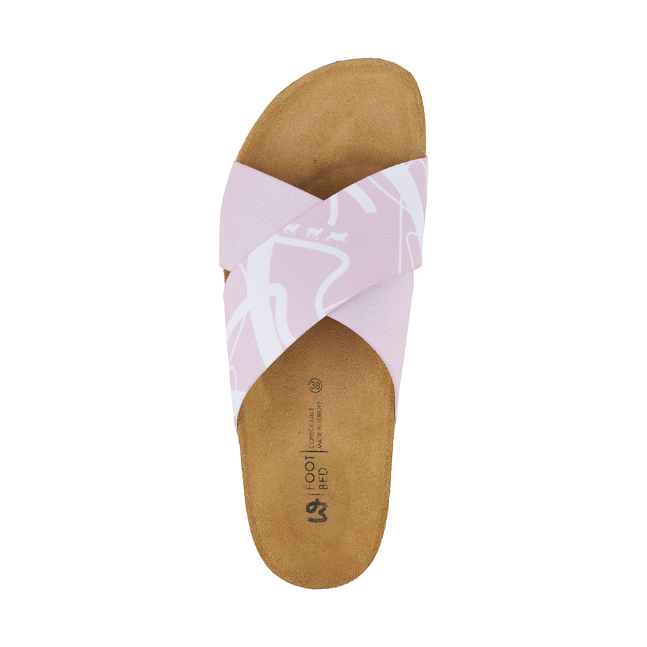 Women's cork slides with elastic upper, pink