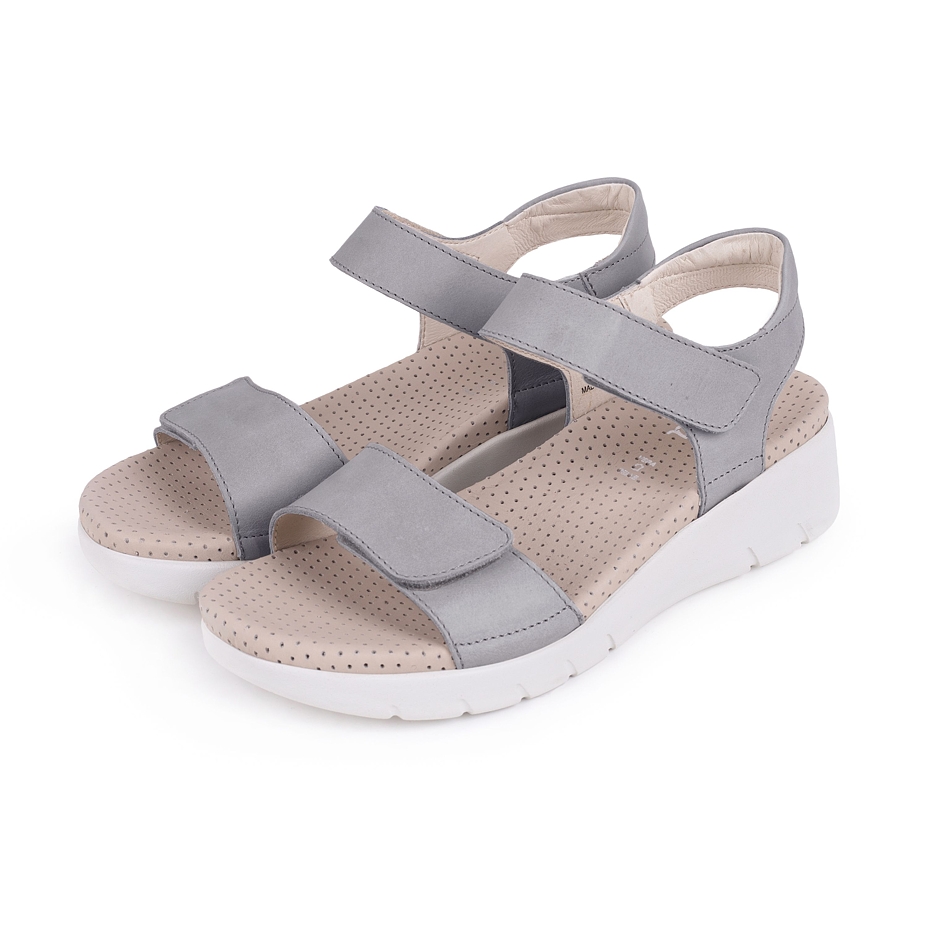 Women's leather sandals "Adina" - Grey