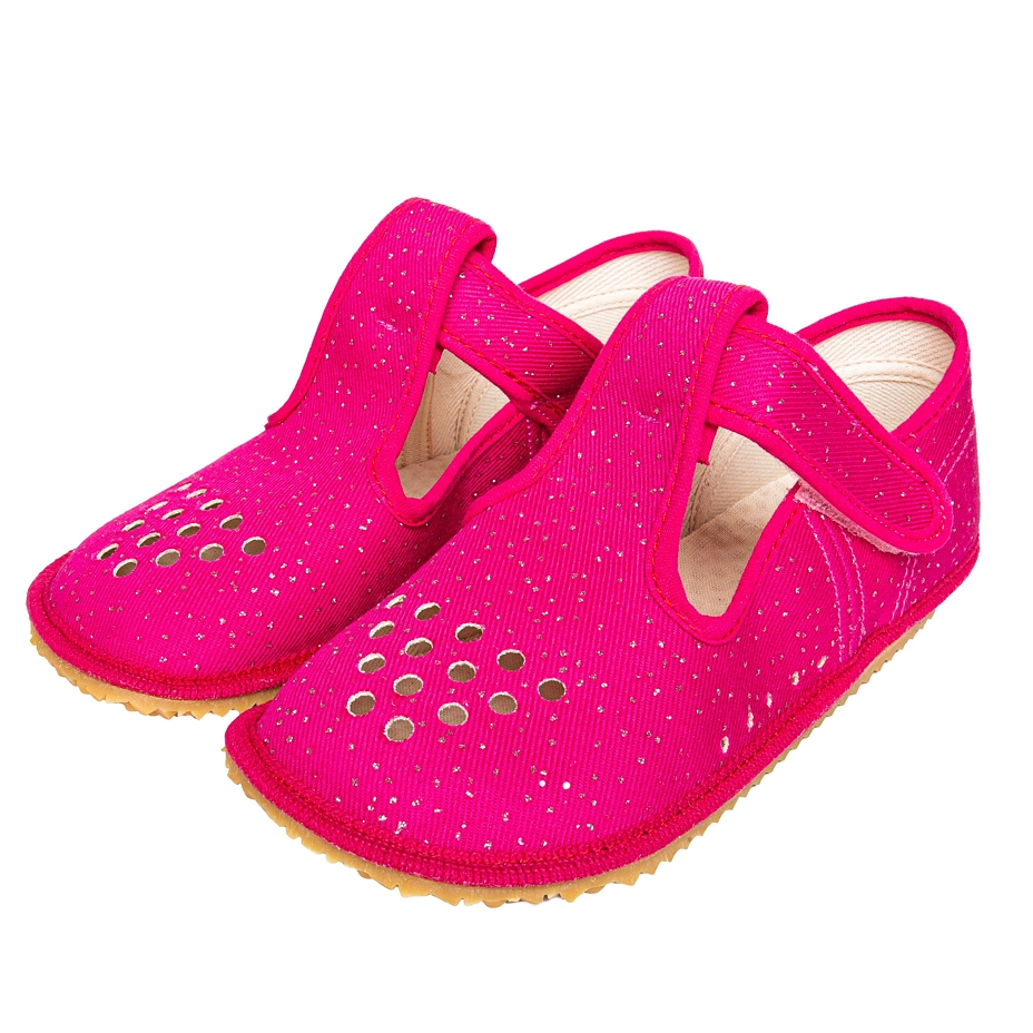 Kids’ Beda Barefoot Fabric Velcro Slippers Pink