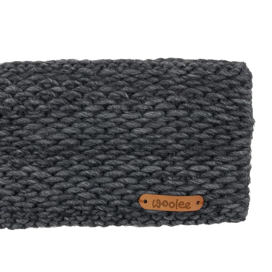 Sheep and Alpaca Wool Headband with Toni Lining Dark Gray
