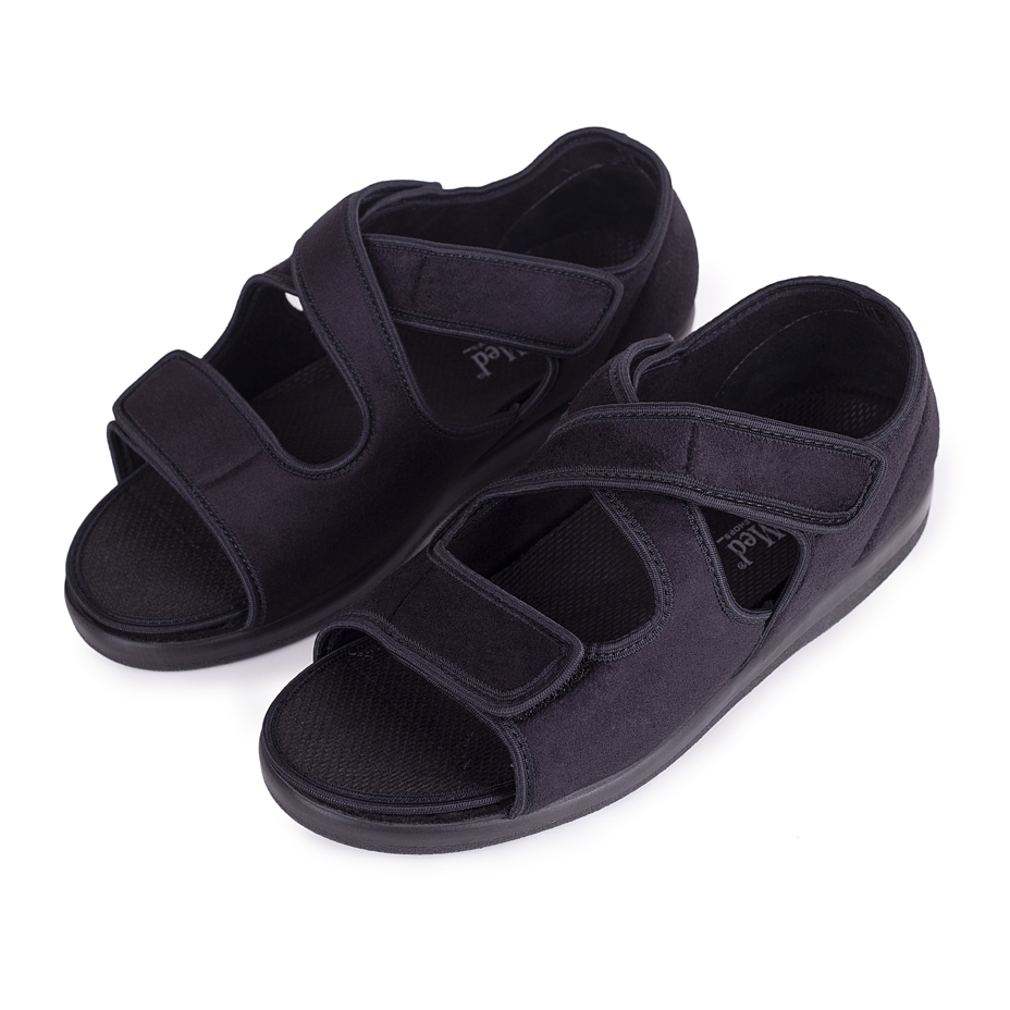 Medical dressing footwear open with wide opening, black