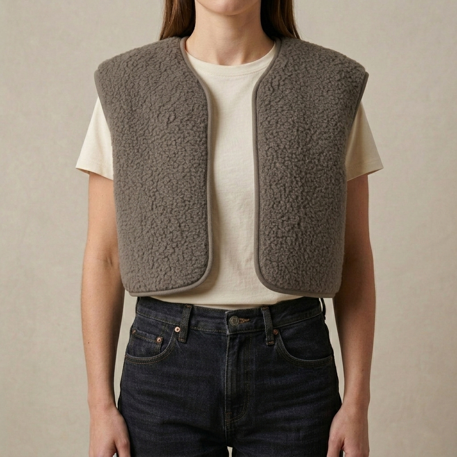 Women's wool vest Camila, grey-brown
