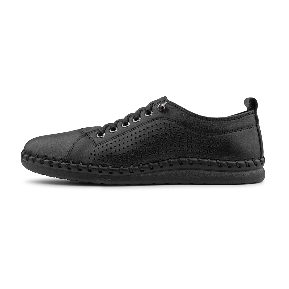 Women's leather sneakers with elastic Radana, black