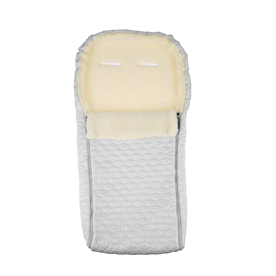Baby footmuff with Merino wool white
