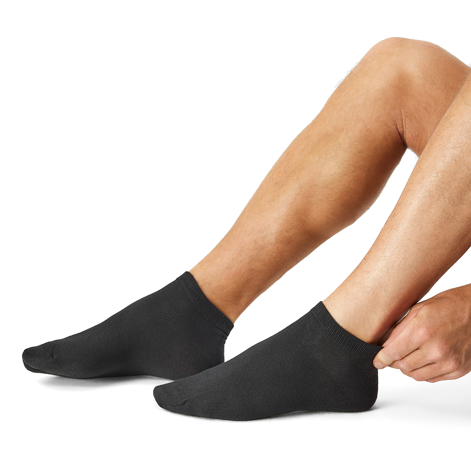 5 pairs men's cotton ankle socks, black